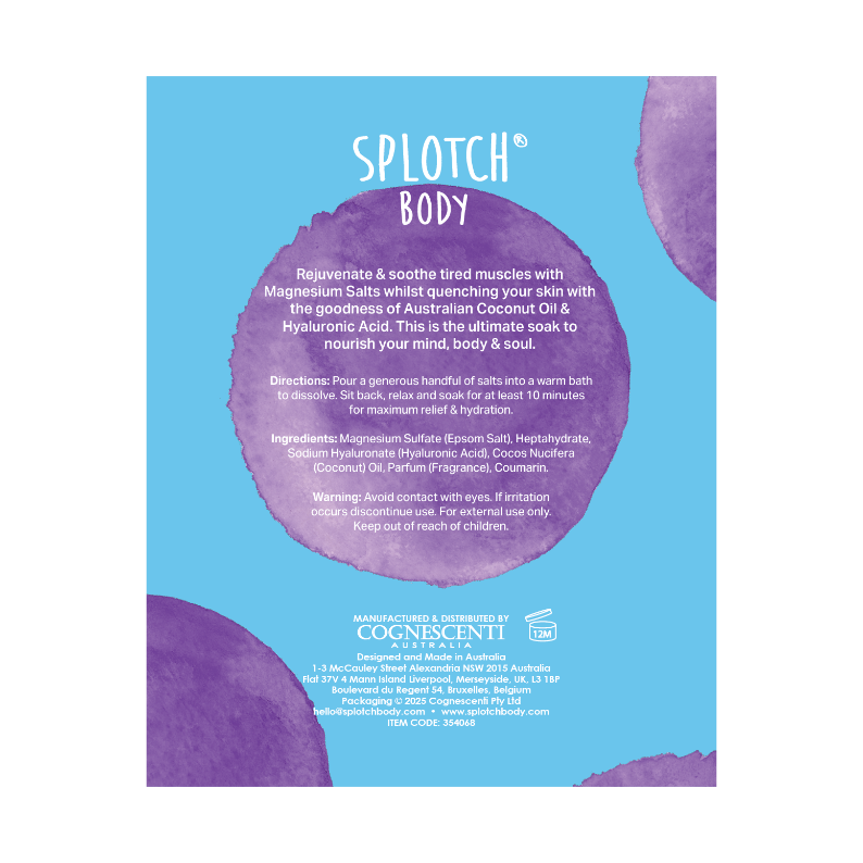 Splotch Body product packaging with blue and purple design on a white background
